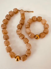 Load image into Gallery viewer, Add a pop of color and personality to your look with this handmade acrylic bead jewelry set - featuring a stunning mix of green, beige, pink, and amber tones. Each piece is crafted from durable stainless steel and designed to be waterproof, so you can wear it every day without worry. The bold square beads and modern chain design create a playful yet elegant vibe that stands out effortlessly.