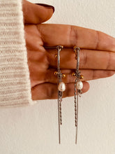 Load image into Gallery viewer, Add a touch of modern elegance to your look with these sweet style zirconia paper clip tassel earrings. Crafted from durable stainless steel, they feature a chic C-shaped design accented with a sparkling zirconia paper clip pendant and delicate tassel detail. Lightweight yet eye-catching, these fashion-forward earrings are perfect for everyday wear or special occasions, making them a stylish gift choice for women who love contemporary jewelry with a refined edge.