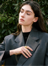 Load image into Gallery viewer, Elevate your style with this unique geometric open ring, featuring a sleek line of sticks elegantly hooped with a golden ring. Crafted from high-quality stainless steel and 18K PVD plated, it offers a luxurious shine and lasting durability. Available in both silver and gold variants, this statement piece adds a modern, chic touch to any outfit, making it a must-have for fashion-forward jewelry lovers.